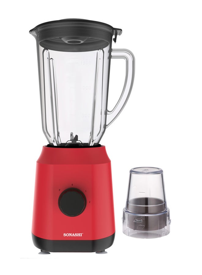 SONASHI - 2 in 1 Powerful Blender - 1.8L Unbreakable Blender Jar and Grinding Cup | Featured with 2 Speed Switch with Pulse Control, Overheat Protection, and Safety Lock System 650 W SB-154 Red - Image 1