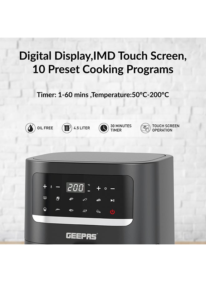 GEEPAS Digital Air Fryer With 10 Preset Cooking Programs, IMD Touch Screen, Vortex Airtrying Technology 3.5 L 1400 W GAF6107 Black  - Image 5