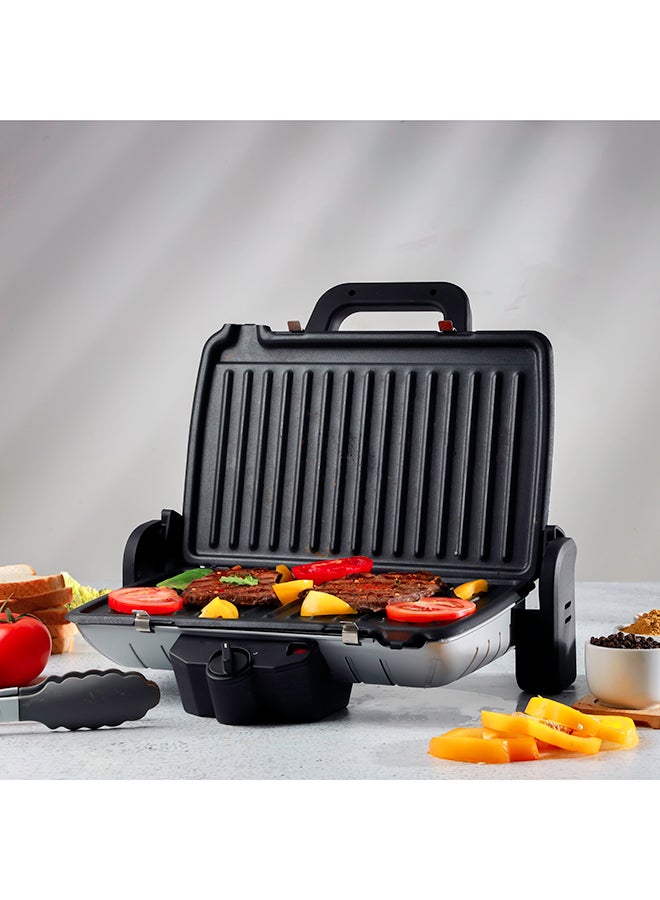 GEEPAS Multifunction Grill Maker, Adjustable Thermostat, GGM5458 - Non-Stick Cooking Plate, Detachable Cooking Plate, Overheat Protection, Cord Storage, Vertical Storage, Portable 1600 W GGM5458 Silver  - Image 1