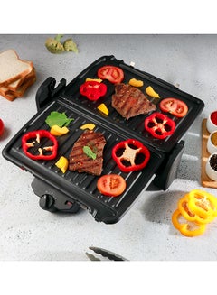 GEEPAS Multifunction Grill Maker, Adjustable Thermostat, GGM5458 - Non-Stick Cooking Plate, Detachable Cooking Plate, Overheat Protection, Cord Storage, Vertical Storage, Portable 1600 W GGM5458 Silver  - Image 2