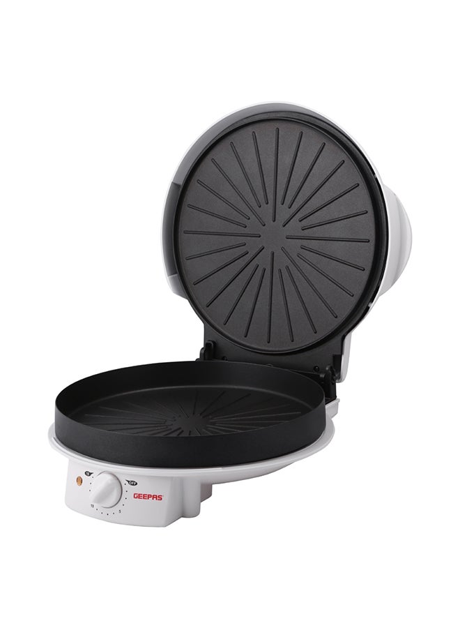 GEEPAS - Portable Design Pizza Maker with 32 Cm Non-stick Baking Plate & Power-On Indicator, Double Heating For Baking Evenly And Fast, Safe And Cool-Touch Handle,Upgrill For Multifunction Use 1800 W GPM2035 White - Image 1