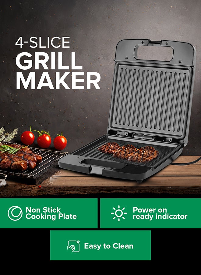GEEPAS Grill Maker, Power On & Ready Indicator, Non-Stick Cooking Plate, Cool Touch Housing, Thermostat Control, Upright Stand for Compact Storage 1400 W GGT671N Silver/Black  - Image 3