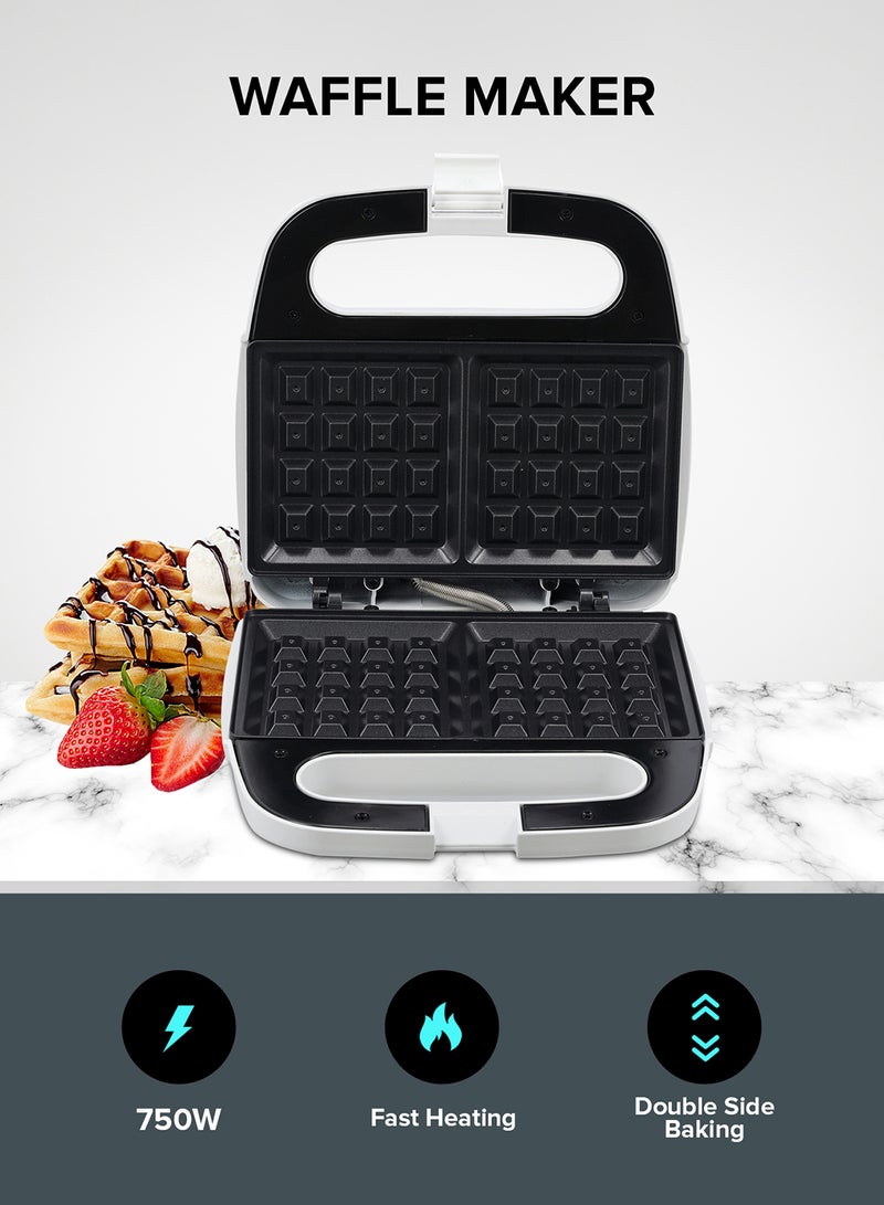 GEEPAS - Waffle Maker, 2 Slice Electric Waffle Maker| Non-Stick Waffle Maker with Adjustable Temperature Control | Cool Touch Body | Overheat Protection & Safety Lock 750 W GWM676N White - Image 1
