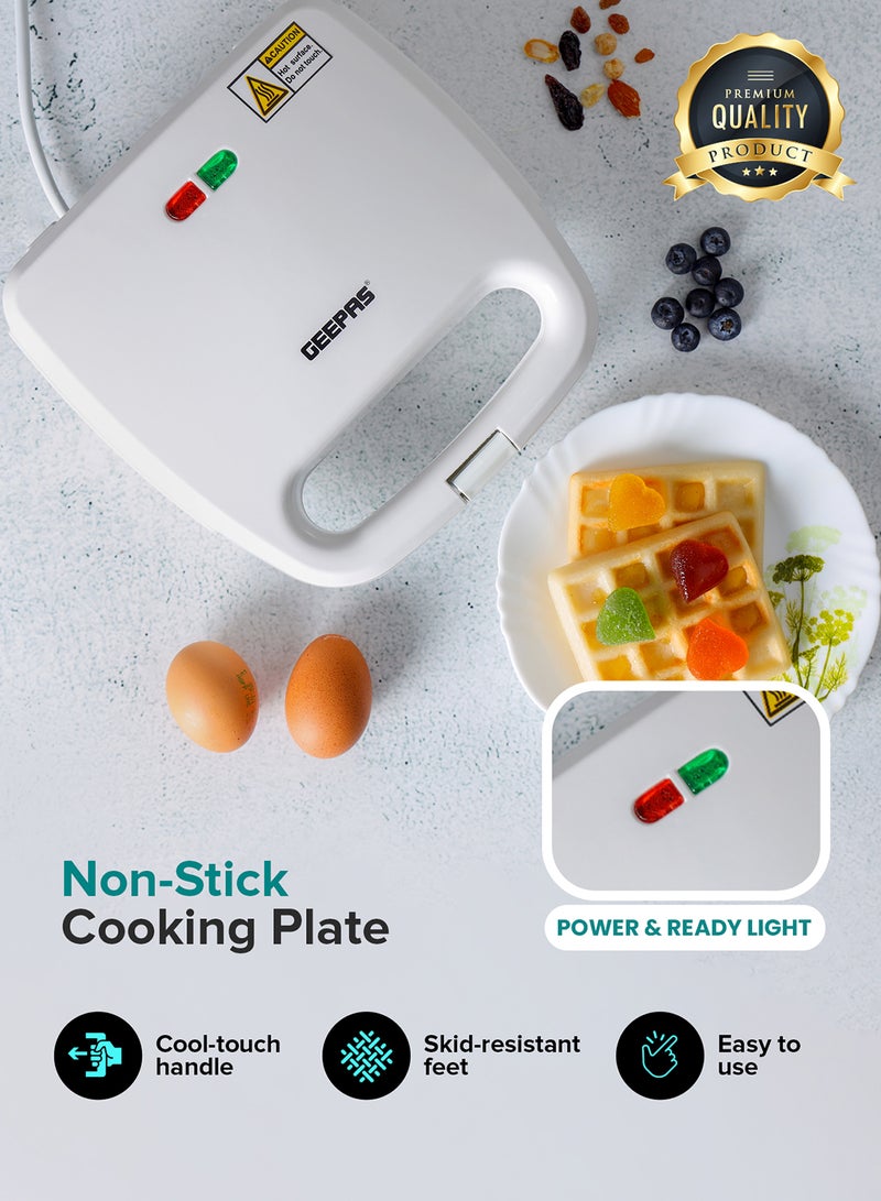 GEEPAS - Waffle Maker, 2 Slice Electric Waffle Maker| Non-Stick Waffle Maker with Adjustable Temperature Control | Cool Touch Body | Overheat Protection & Safety Lock 750 W GWM676N White - Image 1