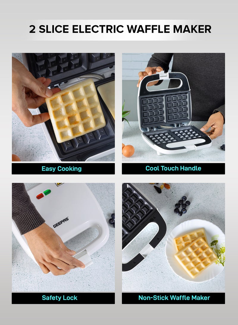 GEEPAS - Waffle Maker, 2 Slice Electric Waffle Maker| Non-Stick Waffle Maker with Adjustable Temperature Control | Cool Touch Body | Overheat Protection & Safety Lock 750 W GWM676N White - Image 1