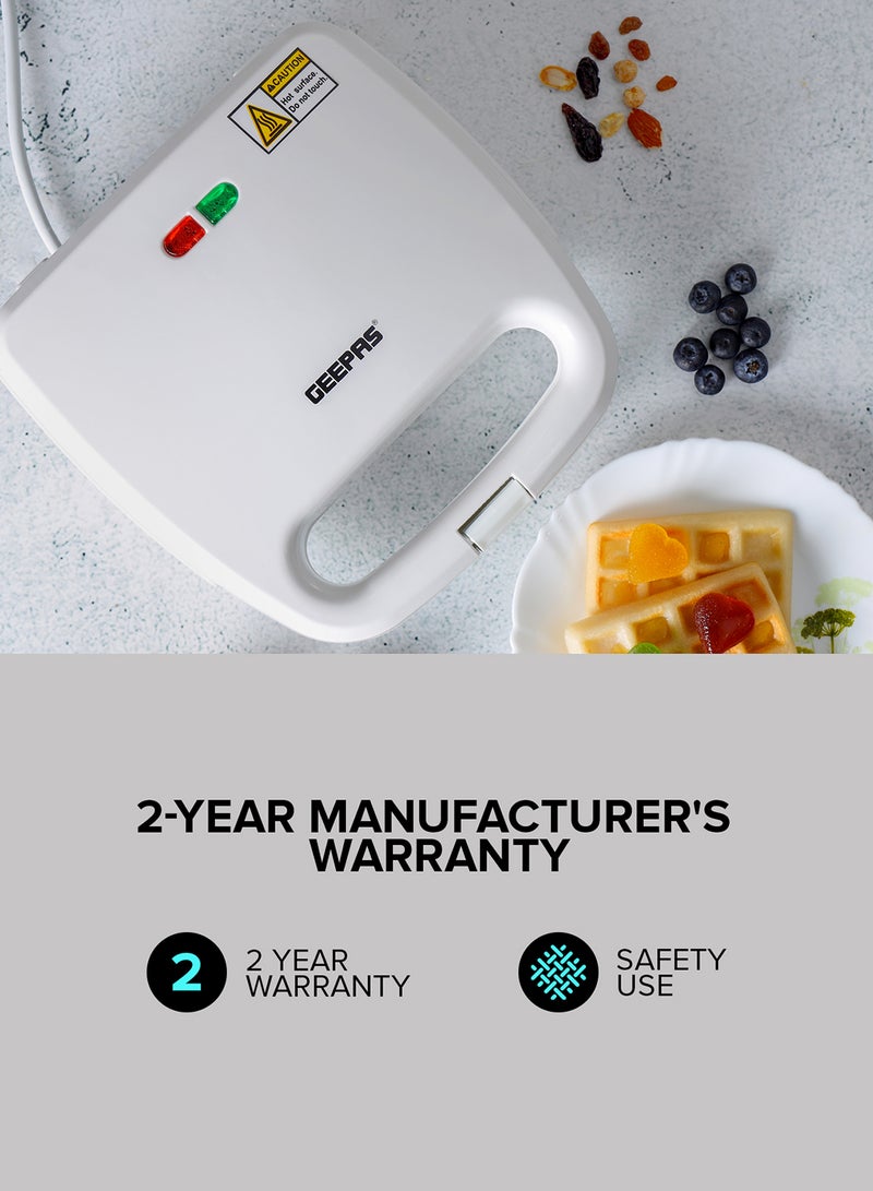 GEEPAS - Waffle Maker, 2 Slice Electric Waffle Maker| Non-Stick Waffle Maker with Adjustable Temperature Control | Cool Touch Body | Overheat Protection & Safety Lock 750 W GWM676N White - Image 1