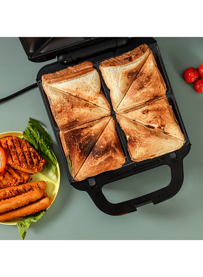 Multi-Snacks Maker 2-in-1, 8 Slice Sandwich Maker | Non-Stick Detachable Cooking Plate | Cooks Delicious Crispy Sandwiches | Cool Touch Handle | Automatic Temperature Control GSM5444 Silver