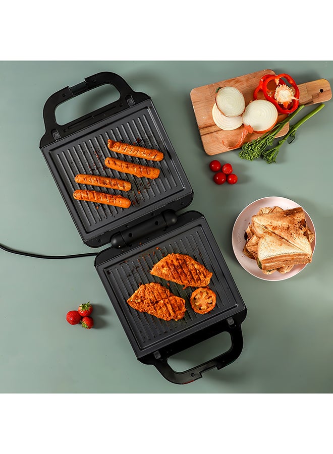 Multi-Snacks Maker 2-in-1, 8 Slice Sandwich Maker | Non-Stick Detachable Cooking Plate | Cooks Delicious Crispy Sandwiches | Cool Touch Handle | Automatic Temperature Control GSM5444 Silver