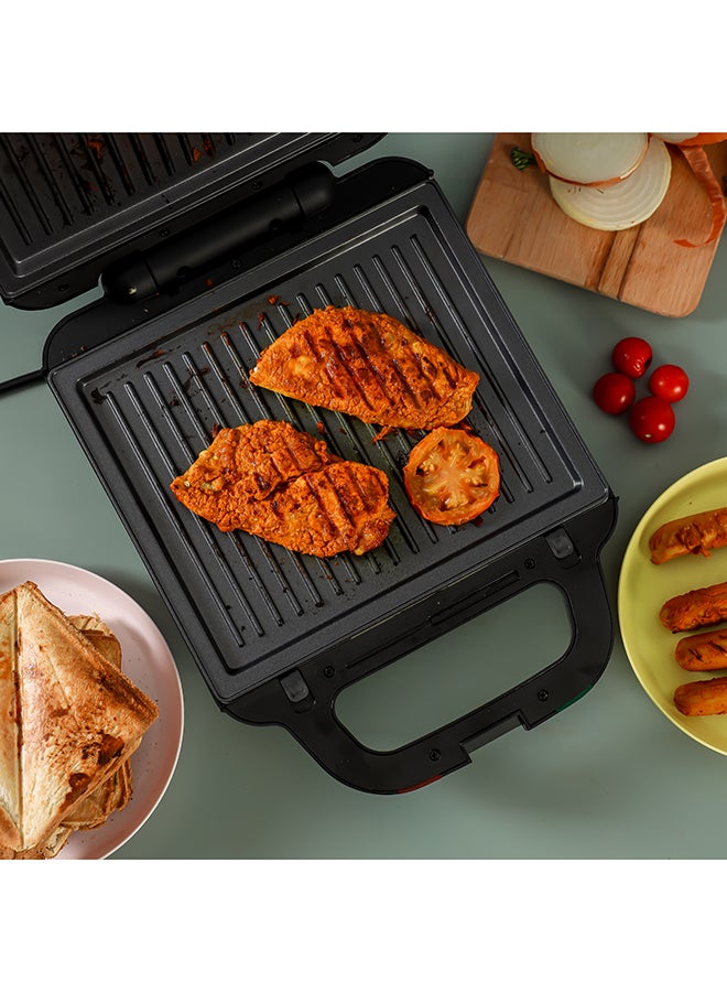 Multi-Snacks Maker 2-in-1, 8 Slice Sandwich Maker | Non-Stick Detachable Cooking Plate | Cooks Delicious Crispy Sandwiches | Cool Touch Handle | Automatic Temperature Control GSM5444 Silver