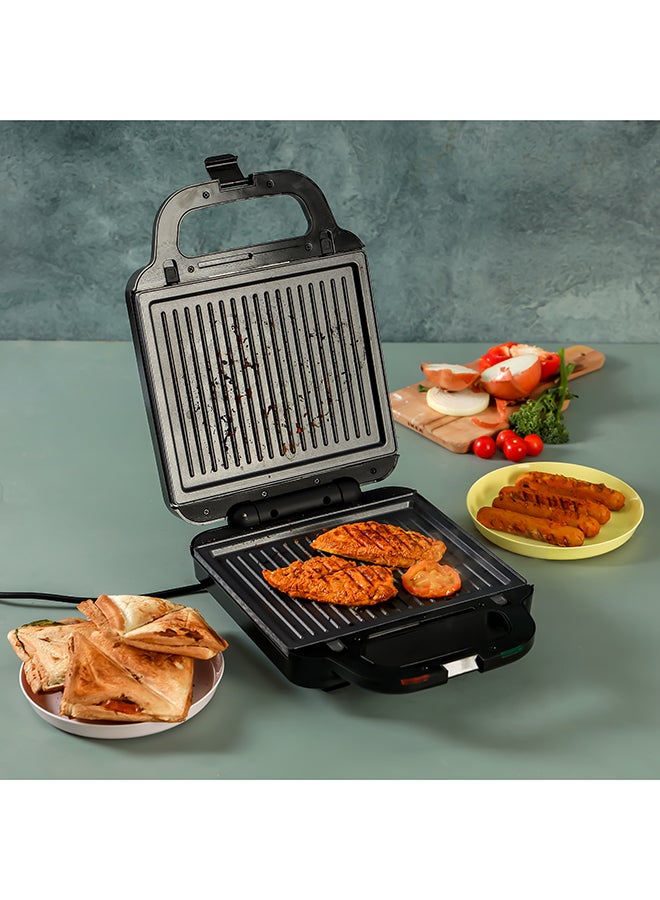 Multi-Snacks Maker 2-in-1, 8 Slice Sandwich Maker | Non-Stick Detachable Cooking Plate | Cooks Delicious Crispy Sandwiches | Cool Touch Handle | Automatic Temperature Control GSM5444 Silver