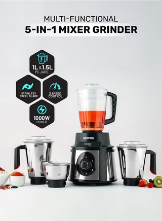 Mixer Grinder with Super Extractor 5-IN-1 Functions Powerful copper motor and Stainless steel jars Harmonic grinding Overload protection 2.1 L 1000 W GSB5457N White/Red - pnsku/N11043763A/45/_/1721731766/fdb122ef-d9b8-4365-868e-d89f6dacea84