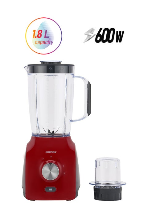 2 in 1 Blender - Stainless Steel Blades, 2 Speed Control with Pulse | Overheat Protection| Ice Crusher, Chopper, Coffee Grinder & More 1.8 L 600 W GSB5485 White/Pink