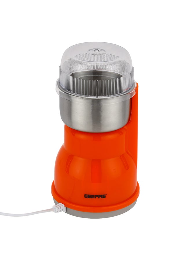 GEEPAS Coffee Grinder, Stainless Steel Cup & Blades| 300W Motor with Overheat Protection | Ideal for Spices, Coffee Beans, Nuts, Dried Fruits, Etc 0.15 kg 300 W GCG5440N Orange  - Image 2