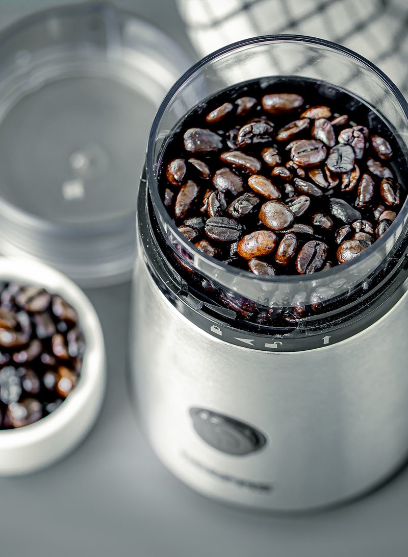 GEEPAS Stainless Steel Coffee Grinder, 55gms Grinder| Sharp Blades | Transparent Lid | Lid Safety Switch | Grinder for Dried Spice, Pepper, Grain, Coffee Bean, Nuts 150 W GCG5471N Silver - Image 5