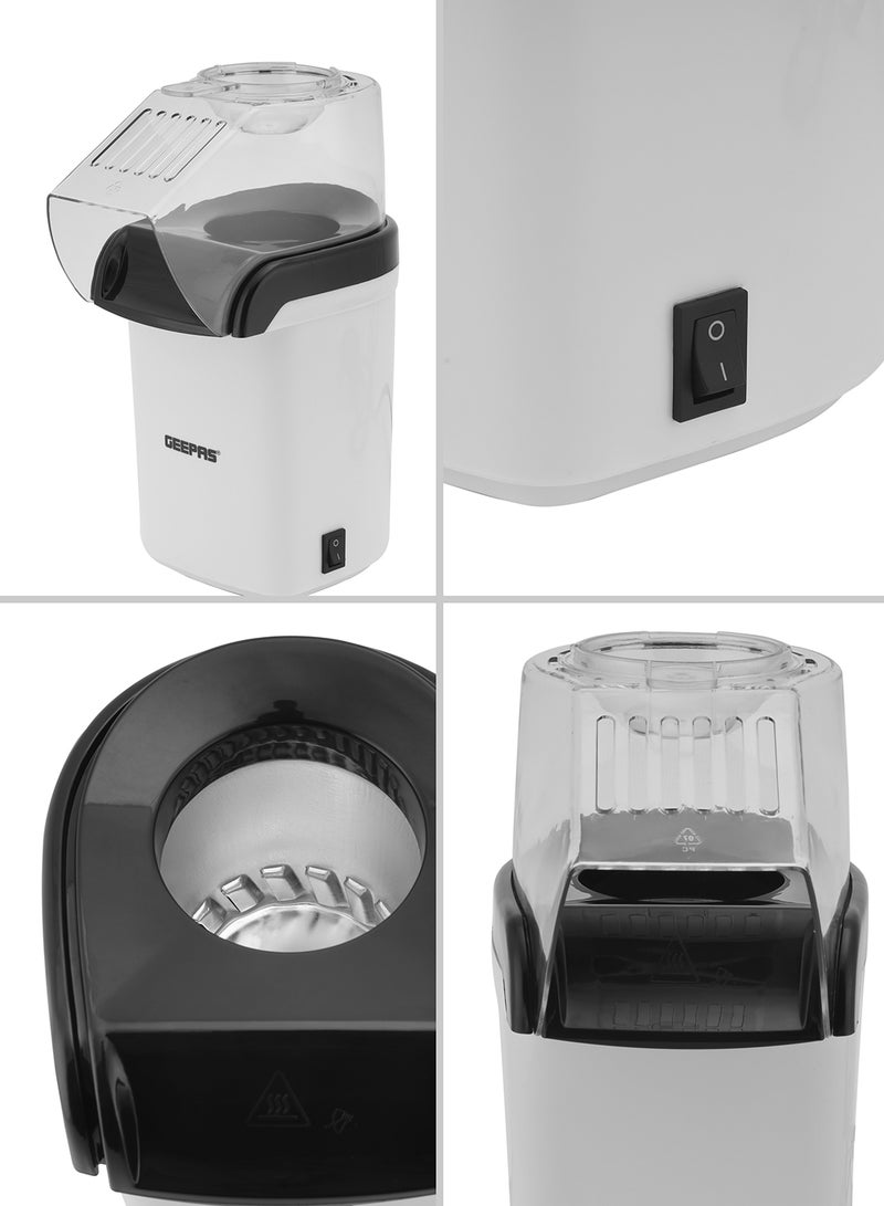 Electric Popcorn Maker| On/Off Switch | Oil-Free Popcorn Popper | Makes Hot, Fresh, Healthy and Fat-Free Theatre Style Popcorn Anytime 1200 W GPM840 White
