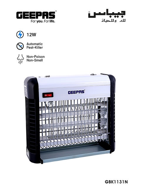 Bug Killer/ Automatic Pest Killer With Advanced Technology, Non-Poison, Non-Smell, Non Pollution Healthful, 2X6 watt Tubes, Ideal for Office, Home, Hotels & Commercial Use 12 W GBK1131N White & black