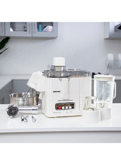 GEEPAS 10-in-1 Food Processor & Juicer - Multi-functional Smoothie Maker, Juicer, Compact Electric Blender, Chopper & Grinder | 1.5L Jar, 2-Speed Pulse Function for Ice Crusher | 2 Years Warranty 1.5 L 400 W GSB1650 White  - Image 1