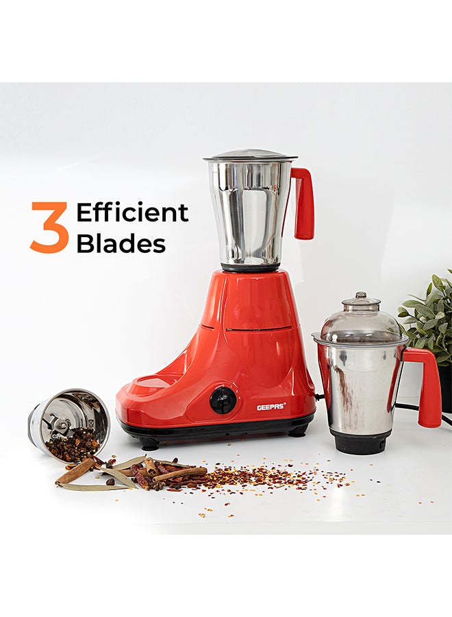 GEEPAS - Mixer Grinder With 3 Jars 1.5 L 750 W GSB5081 Dark Orange - Image 1