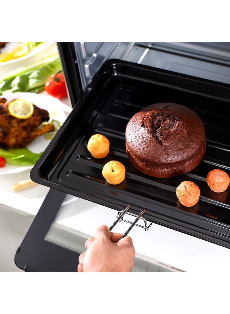 GEEPAS - Electric Oven 60 L 2000 W| Rotisserie, Convection Functions and Inner Lamp| Easy to Use Control Knobs, 4 Stages Heating Selector, 100-230 Degree Celsius Adjustable Temperature|60 Minutes Timer Perfect for Baking, Roasting, Cooking Meat, Cakes Etc.| 2 Years Warranty 60 L 2000 W GO4401NV Black/Silver - Image 1