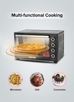 GEEPAS Electric Oven With Convection and Rotisserie Function 4 Knobs and Temperature 100-250-Degrees Celsius, 60 Minute Timer with Bell, Perfect for Grilling, Toasting and Roasting 48 L 2000 W GO4451N Black  - Image 3