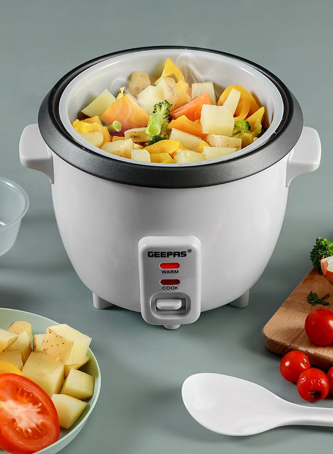 Rice Cooker with Non-Stick Cooking Pot | Automatic Cooking, Steam Vent Lid & Simple One Touch Operation, Multi Functional, Cool Touch Handle|Make Rice, Steam Healthy Food & Vegetables 0.6 L 300 W GRC1828 White - pnsku/N11043859A/45/_/1699883249/43416f5f-98c1-4545-a5f1-668284e89e9d