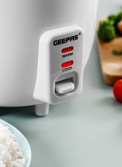 GEEPAS Rice Cooker with Non-Stick Cooking Pot | Automatic Cooking, Steam Vent Lid & Simple One Touch Operation, Multi Functional, Cool Touch Handle|Make Rice, Steam Healthy Food & Vegetables 0.6 L 300 W GRC1828 White  - Image 3