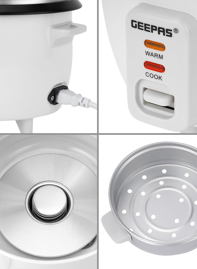 GEEPAS - Automatic Rice Cooker 3 in 1 Functions Non-Stick Inner Pot Automatic Shut Off with Overheat Protection 0.6 L 300 W GRC4324N White - Image 1