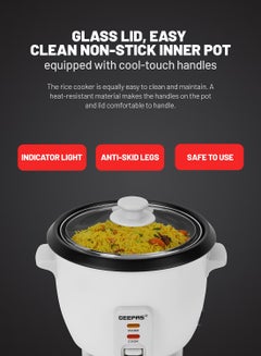 GEEPAS Automatic Rice Cooker 3 in 1 Functions Non-Stick Inner Pot Automatic Shut Off with Overheat Protection 0.6 L 300 W GRC4324N White  - Image 5