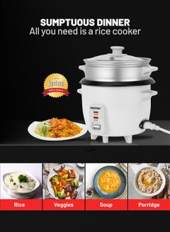 GEEPAS Automatic Rice Cooker 3 in 1 Functions Non-Stick Inner Pot Automatic Shut Off with Overheat Protection 0.6 L 300 W GRC4324N White  - Image 3