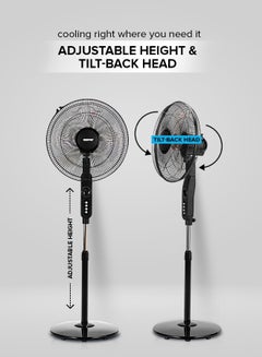 GEEPAS Stand Fan 3 Speed 5 Leaf blade Horizontal oscillation Adjustable height and tilt setting Built in timer 60 W GF9488N Multicolour  - Image 5