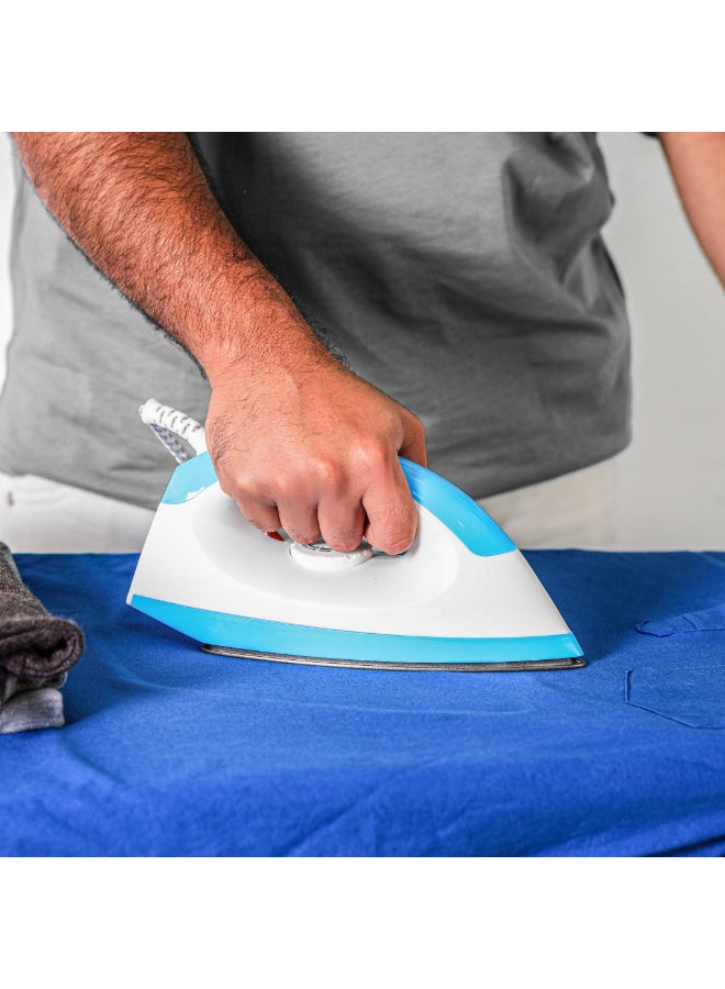 GEEPAS Dry Iron - Non-Stick Coating Plate & Adjustable Thermostat Control | Indicator Light with ABS Material | 2 Years Warranty 1200 W GDI7782 White, Blue - Image 3