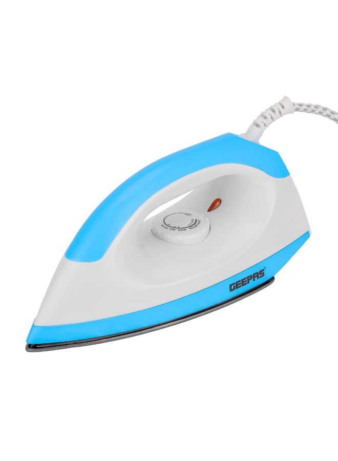 GEEPAS Dry Iron - Non-Stick Coating Plate & Adjustable Thermostat Control | Indicator Light with ABS Material | 2 Years Warranty 1200 W GDI7782 White, Blue - Image 1