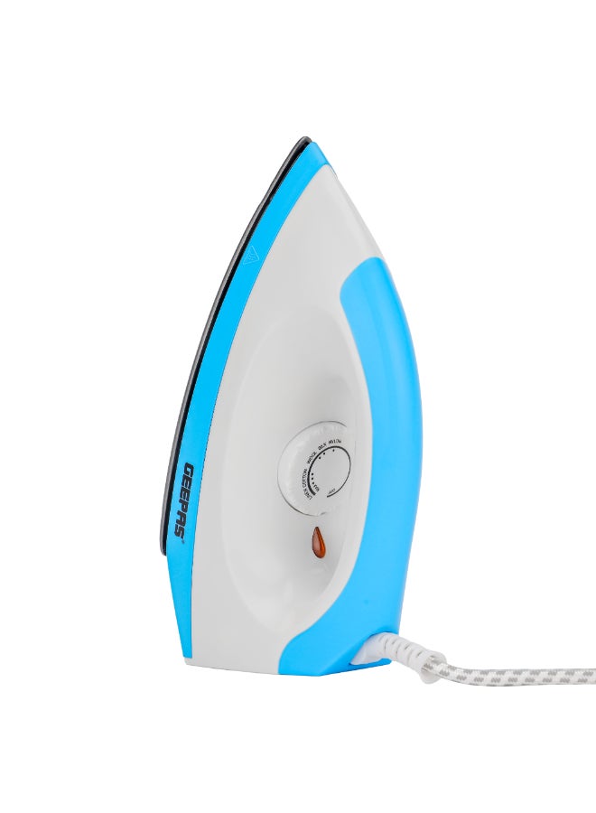 GEEPAS Dry Iron - Non-Stick Coating Plate & Adjustable Thermostat Control | Indicator Light with ABS Material | 2 Years Warranty 1200 W GDI7782 White, Blue - Image 2