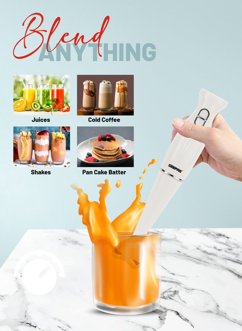 GEEPAS Hand Blender , 2 Speed, Stainless Steel Blade | Low Noise DC Motor | Detachable Stick | Ideal for Making Smoothies, Milk Shakes, Baby Food | Anti-Splash White Guard GHB6143 White  - Image 3