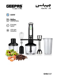 جيباس طقم خلاط محمول باليد 5 في 1 600 W GHB6137 أسود/شفاف  - Image 1