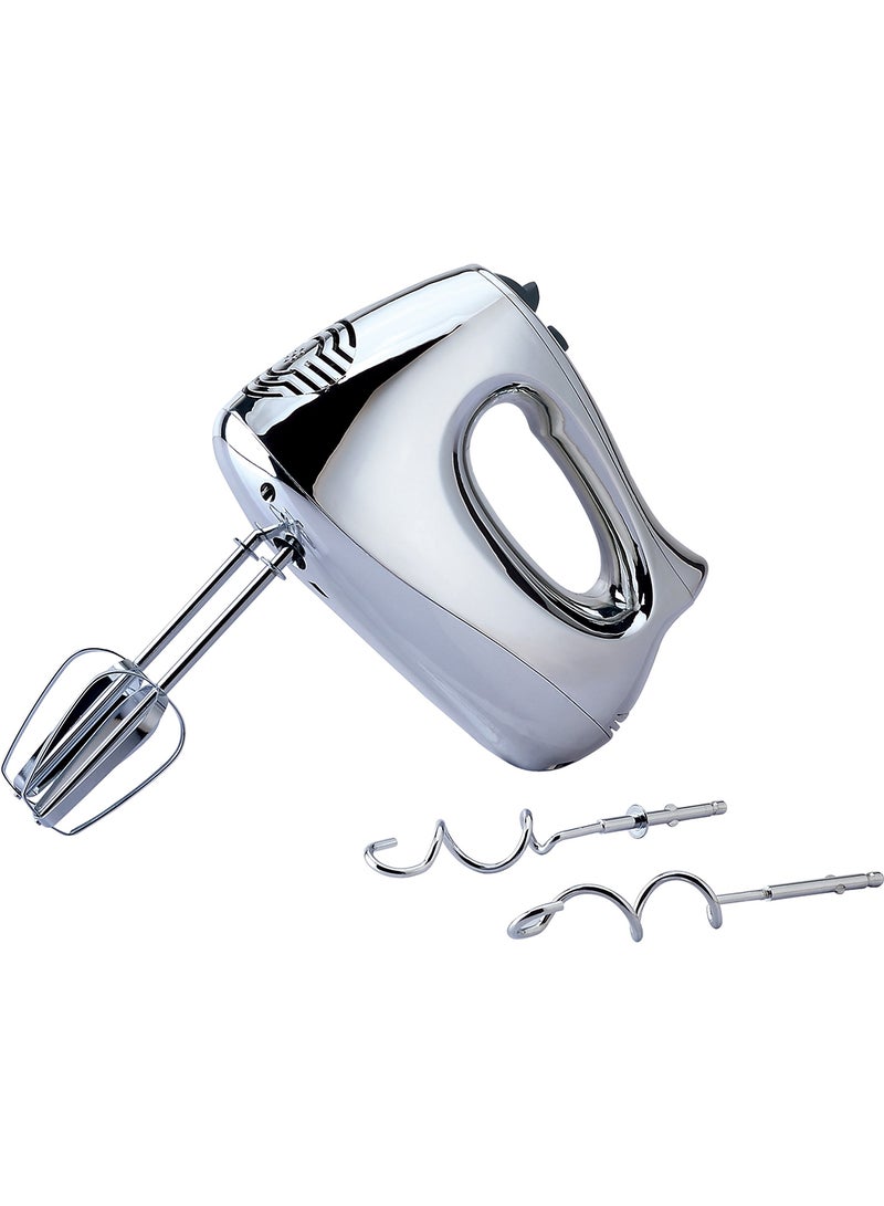 GEEPAS - 200W Hand Mixer, 5 Speed Function with Turbo, 2 Stainless Steel Beaters & Dough Hooks, Eject Button,Perfect Kitchen Companion, Light-Weight, Easy To Use, Super-sleek Durable And Resistant To Rust 200 W GHM6127 Silver, Black - Image 1