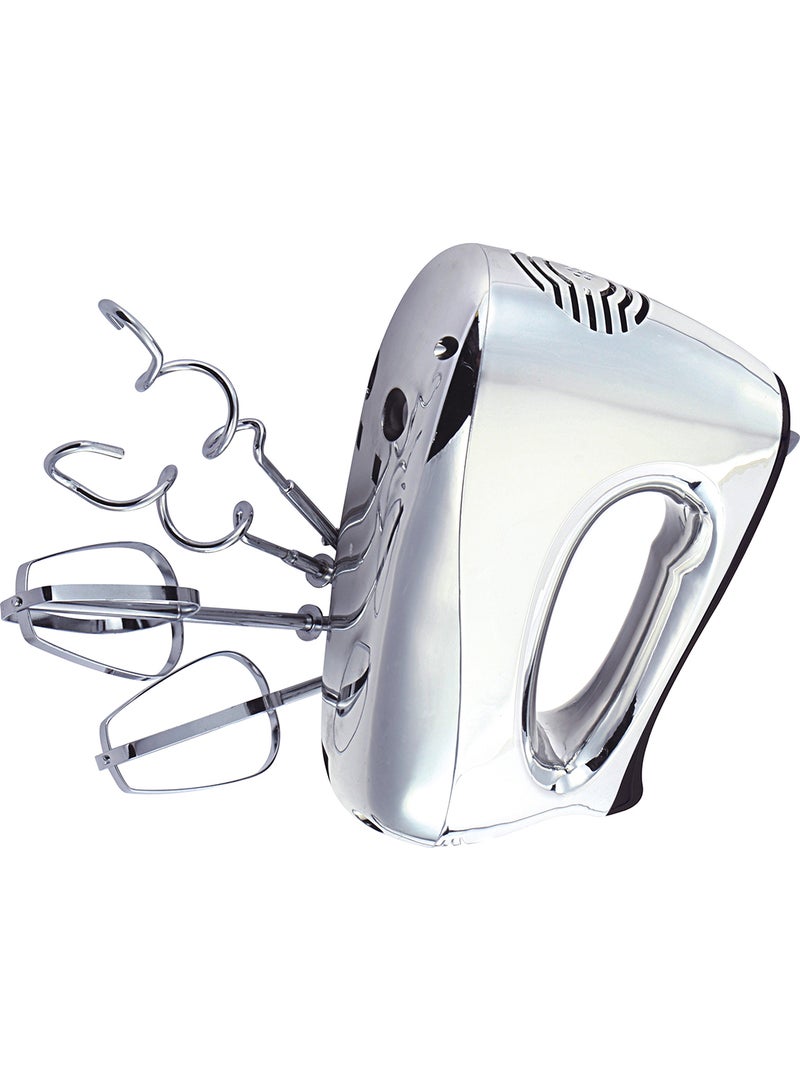 GEEPAS - 200W Hand Mixer, 5 Speed Function with Turbo, 2 Stainless Steel Beaters & Dough Hooks, Eject Button,Perfect Kitchen Companion, Light-Weight, Easy To Use, Super-sleek Durable And Resistant To Rust 200 W GHM6127 Silver, Black - Image 1