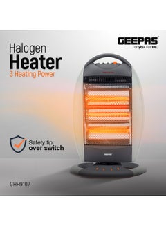Halogen Heater, 3 Heating Power| Oscillation Function | Safety Tip-Over Switch | Carry Handle | Wide Angle Heat Reflector l Portable Heater for Home, Office, Etc GHH9107 Grey