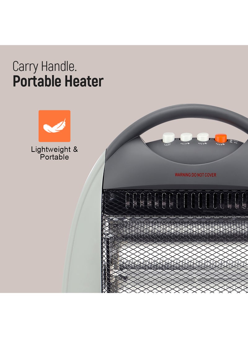GEEPAS - Halogen Heater, 3 Heating Power| Oscillation Function | Safety Tip-Over Switch | Carry Handle | Wide Angle Heat Reflector l Portable Heater for Home, Office, Etc GHH9107 Grey - Image 1