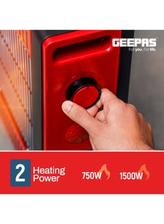 GEEPAS Quartz Heater with 2 Heat Settings | Two Tubes Heating Element 750W/1500W | Silent Operation | 4 Wheels for Easy Movement | Safety Switch| 2 Years Warranty 1500 W GQH9109 Cream/Orange  - Image 5