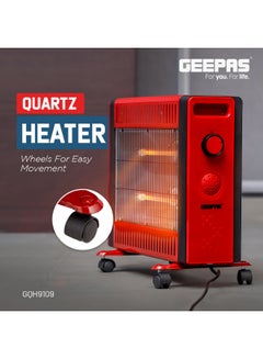 GEEPAS Quartz Heater with 2 Heat Settings | Two Tubes Heating Element 750W/1500W | Silent Operation | 4 Wheels for Easy Movement | Safety Switch| 2 Years Warranty 1500 W GQH9109 Cream/Orange  - Image 1