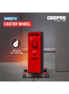 GEEPAS Quartz Heater with 2 Heat Settings | Two Tubes Heating Element 750W/1500W | Silent Operation | 4 Wheels for Easy Movement | Safety Switch| 2 Years Warranty 1500 W GQH9109 Cream/Orange  - Image 3