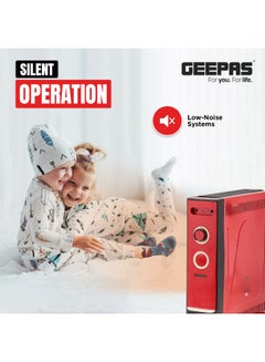 GEEPAS Quartz Heater 2 Heat Settings | Adjustable  Power 1100W / 2200W| Power Indicator Light | 4 Tube Quartz Heater | Wheels For Easy Movement, Safety Switch | 2 Years Warranty 2200 W GQH9108 Red  - Image 4
