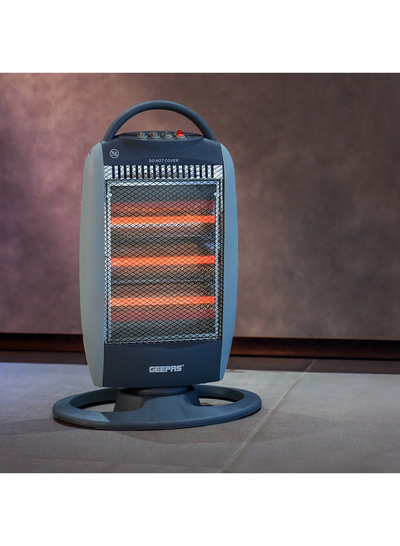 Halogen Heater High Performance Heater with 3 Heating Power Oscillating Function 1200 W GHH9112D Grey