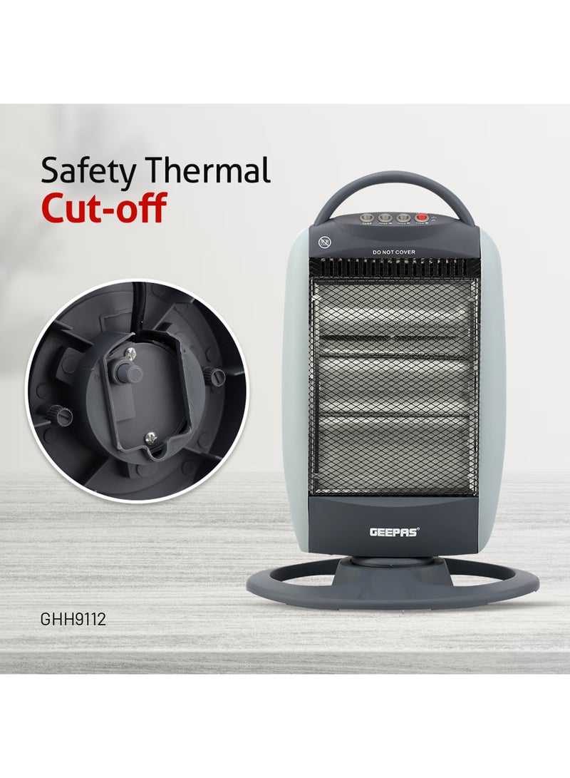Halogen Heater High Performance Heater with 3 Heating Power Oscillating Function 1200 W GHH9112D Grey