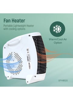GEEPAS Fan Heater, 2 Heating Power, Adjustable Thermostat | Overheat Protection | Power Light Indicator | Carry Handle | Wind Selection GFH9520 Multicolour  - Image 1