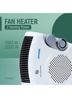GEEPAS Fan Heater, 2 Heating Power, Adjustable Thermostat | Overheat Protection | Power Light Indicator | Carry Handle | Wind Selection GFH9520 Multicolour  - Image 2