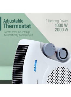 GEEPAS Fan Heater, 2 Heating Power, Adjustable Thermostat | Overheat Protection | Power Light Indicator | Carry Handle | Wind Selection GFH9520 Multicolour  - Image 5