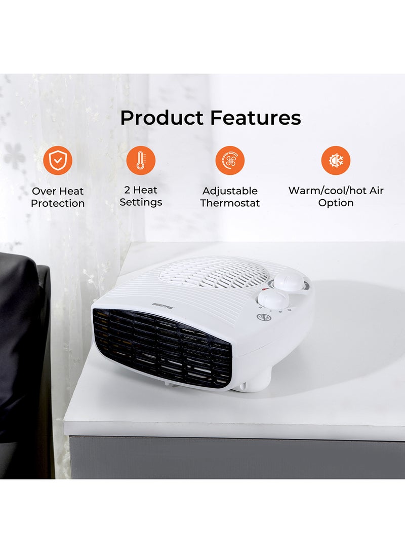 GEEPAS Fan Heater With 3 Adjustable Setteings, Cool/Warm/Hot Wind for Selection Adjustable Thermostat, Overheat Protection 2000 W GFH9522N White/Black  - Image 2