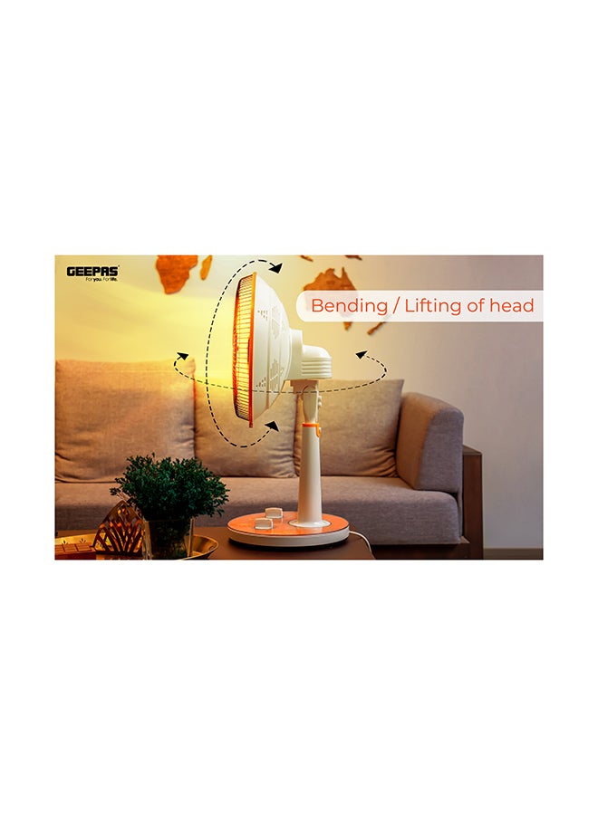 Halogen Stand Heater| High Performance Heater, 1 Hour Timer| Bending/Lifting Of Head Function, Height Adjustable Body And Safety Tip-Over Switch| Perfect For Home And Office Use, Portable With A Carry Handle 1000 W GRH9547 White/Orange